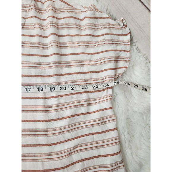 Universal Thread Womens Twist Front Top Off White Brown Striped Short Sleeve XXL - Picture 3 of 6